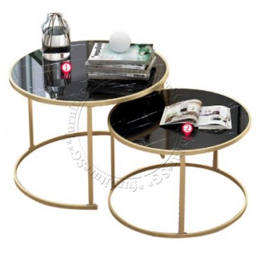 Enya Coffee Table-  Black Marble Laminate Top - Gold Leg